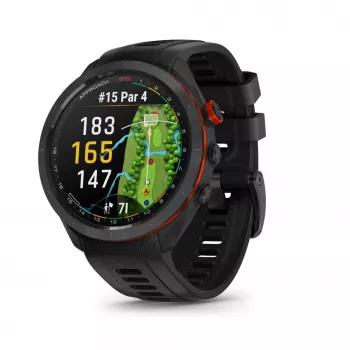 Garmin Approach S70 47mm Golf GPS viedpulkstenis – Melns/Sarkans keramikas rāmis ar melnu silikona siksnu