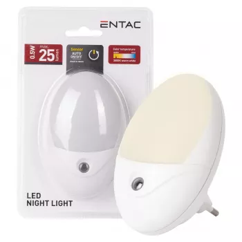 ENTAC LED Night Light 0.5W Oval Warm White with Dusk Sensor