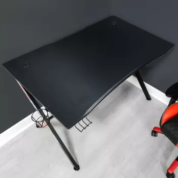 X Rocker Ocelot Gaming Desk ar peli paliktni - Melns/Sarkans