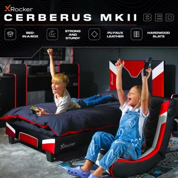 XROCKER Gaming & Racing vienvietīga gulta 90x190cm sarkanā faux ādā
