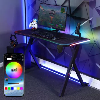 X Rocker Lumio RGB Gaming Desk ar LED apgaismojumu un pelējuma paliktni