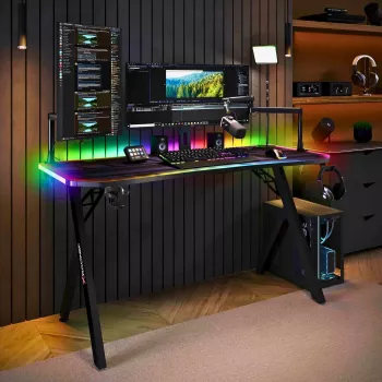 X Rocker Lumio XL RGB Gaming Desk ar RGB apgaismojumu un pelējuma paliktni, 140 cm