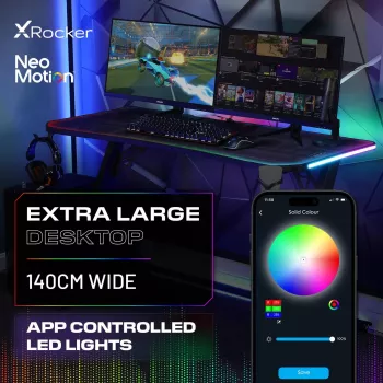 X Rocker Lumio XL RGB Gaming Desk ar RGB apgaismojumu un pelējuma paliktni, 140 cm