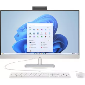 HP 27-cr0501ng 27 collu All-in-One PC, AMD Ryzen 5 7520U, 8GB RAM, 512GB SSD, Snow White