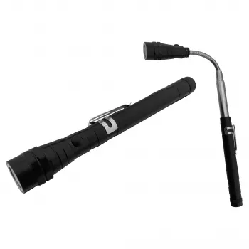 ENTAC EFL-1W-FLEX-ALU 1W LED Flashlight with Telescopic Neck, Aluminium, Black