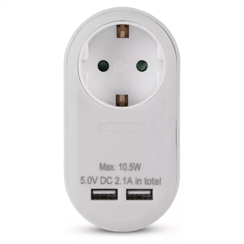 ENTAC sienas spraudnis ar 2x USB-A balts