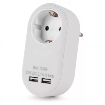ENTAC sienas spraudnis ar 2x USB-A balts