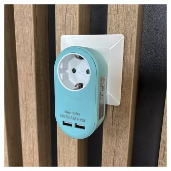 ENTAC Socket Adapter ar 2x USB-A Zils