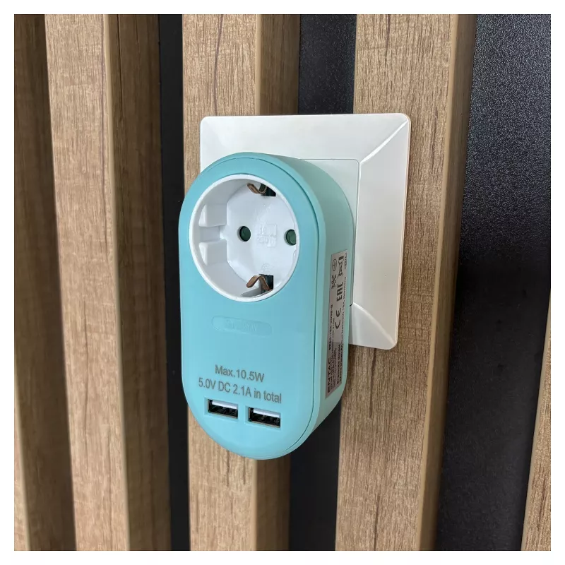 ENTAC Socket Adapter ar 2x USB-A Zils