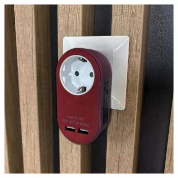 ENTAC sienas lādētājs ar 2x USB-A Burgundy