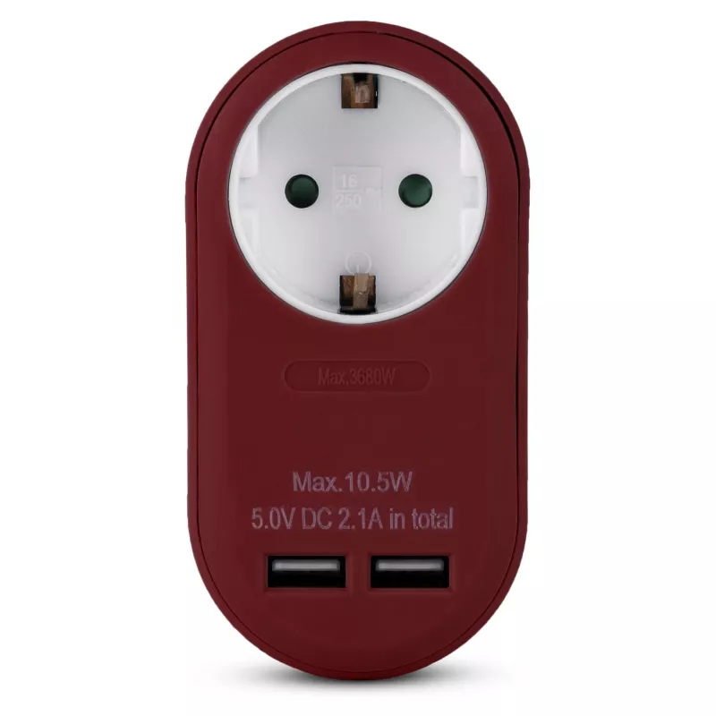 ENTAC sienas spraudņa adapteris ar 2x USB-A bordo