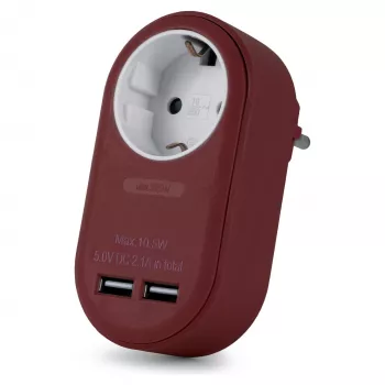 ENTAC sienas lādētājs ar 2x USB-A Burgundy