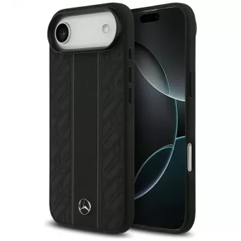 Mercedes-Benz Leather Laurel Leaves Stripes MagSafe apvalks iPhone Air, melns