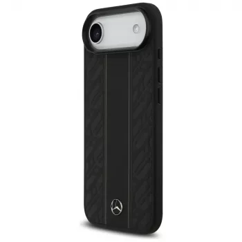 Mercedes-Benz Leather Laurel Leaves Stripes MagSafe apvalks iPhone Air, melns