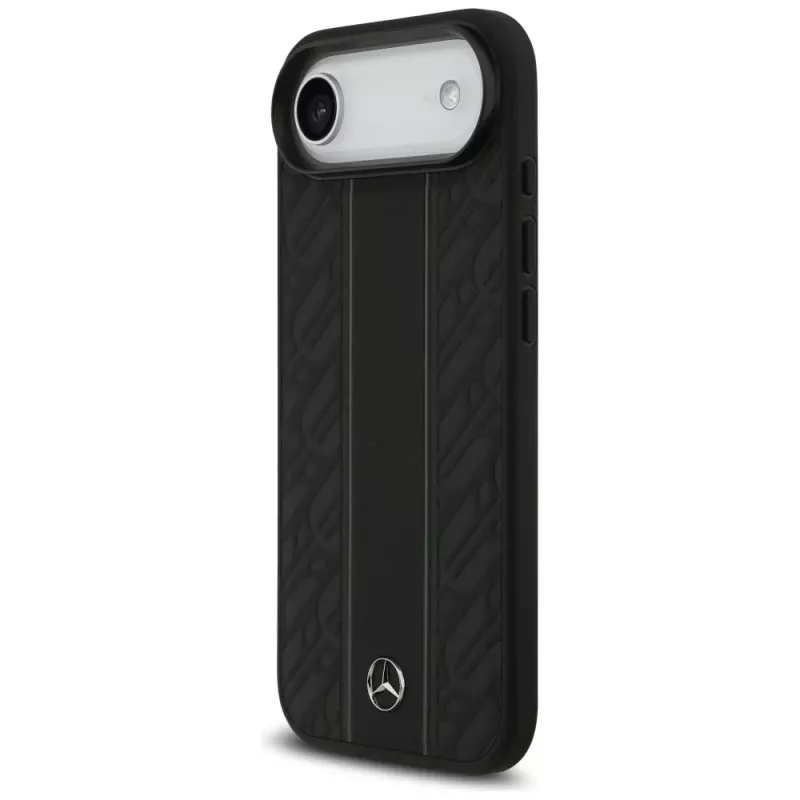 Mercedes-Benz Leather Laurel Leaves Stripes MagSafe apvalks iPhone Air, melns
