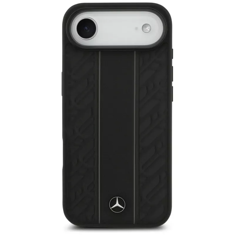 Mercedes-Benz Leather Laurel Leaves Stripes MagSafe apvalks iPhone Air, melns