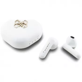 Guess 4G Metal Logo True Wireless Stereo Bluetooth austiņas ar uzlādes futrāli (baltas)