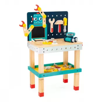 Janod Brico'Kids Robot Wooden Magnetic Workbench Toy for Kids 3+ - 40 Pieces