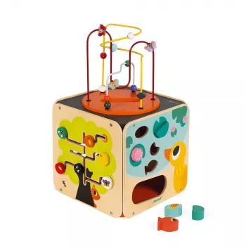 Janod Large Educational Activity Cube with Bead Maze J08256