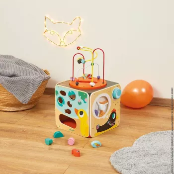 Janod Large Educational Activity Cube with Bead Maze J08256