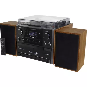 Stereo sistēma Soundmaster MCD5600BR ar atskaņotāju, DAB+, FM, Bluetooth, CD, kasešu atskaņotāju, USB, 2 x 5 W, brūnā krāsā