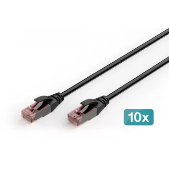 DIGITUS CAT 6 U-UTP Outdoor Patch Cable, Cu, PE, 0,5 m, Black, 10 Pieces