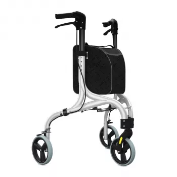 Weinberger Aluminium Rollator ar 3 Riteņiem - Sudraba/Pelēks, 100 kg Ietilpība, Salokāms
