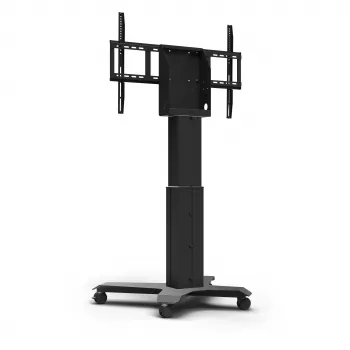 Kindermann DisplayLift² Mobile X-Fuss Electric Motorized TV Cart for 42-98 inch Displays, 150 kg Capacity, Black/Silver