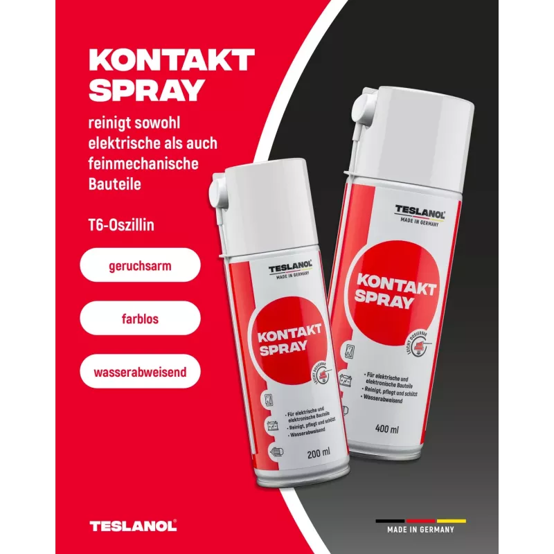 Teslanol Contact Spray 400ml, Cleans