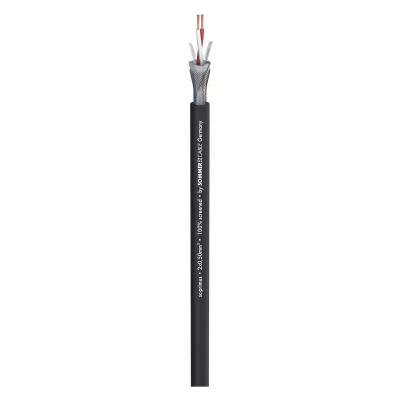 Sommer Cable SC-Primus mikrofona kabelis, 2 x 0,50 mm², PVC Ø 6,7 mm, melnā krāsā, tiek pārdots metros (200-0151)
