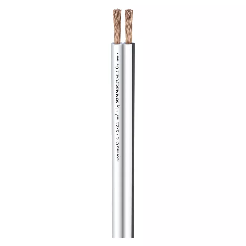 Sommer Cable SC-Prisma skaļruņu kabelis, 2 x 2,50 mm², PVC 9,1 x 4,3 mm, baltā krāsā (401-0250-WS)