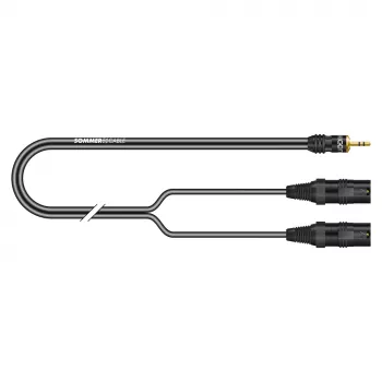 Sommer Cable SC-Onyx 2025 MKII stereo sadalīšanas kabelis, 2 x 1 x 0,25 mm², 3,5 mm stereo spraudnis – 2x XLR 3 kontaktu spraudņi, HICON, melnā krāsā, 2,5 m (ON9V-0250-SW)