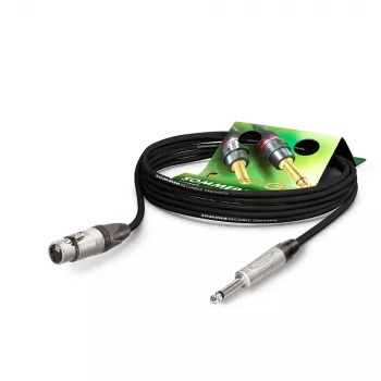 Sommer Cable Stage 22 Highflex mikrofona kabelis, 2 x 0,22 mm², XLR 3 kontaktu ligzda – 6,3 mm mono spraudnis, NEUTRIK, melnā krāsā, 1 m (SG79-0100-SW)