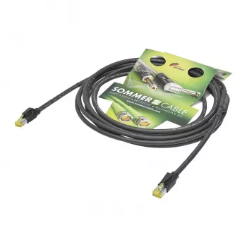 Sommer Cable SC-Mercator CAT.7 PUR tīkla kabelis, 8 x 0,14 mm², RJ45 – RJ45, HIROSE, melnā krāsā, 5 m (P7HS-0500-SW)