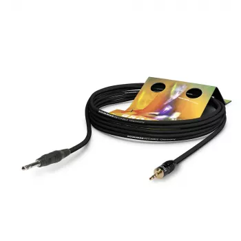 Sommer Cable Club Series MKII komutācijas (patch / insert) kabelis, 2 x 0,34 mm², 6,3 mm stereo spraudnis – 3,5 mm stereo spraudnis, HICON, melnā krāsā, 0,25 m (CS63-0025-SW)
