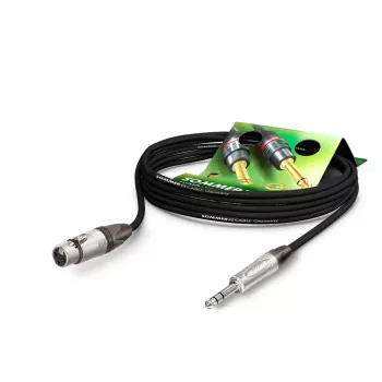 Sommer Cable Stage 22 Highflex mikrofona kabelis, 2 x 0,22 mm², XLR 3 kontaktu ligzda – 6,3 mm stereo spraudnis, NEUTRIK, melnā krāsā, 2,5 m (SGN5-0250-SW)