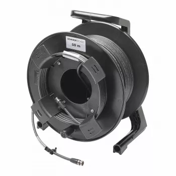 Sommer Cable SC-Vector PLUS 1.2/4.8 DZ video kabelis uz kabeļa spoles, BNC spraudnis – BNC spraudnis, NEUTRIK, melnā krāsā, 50 m (DZGXG5000-SW-SW)