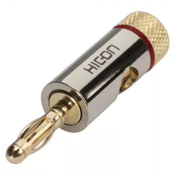 Sommer Cable HICON Banana Plug Speaker Connector with Universal Clamp Screw Contact Cable Mount - Red