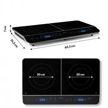 MEDION LIFE Double Induction Cooktop MD 15324 (Black, 3500 Watt, 2x Ø 20cm)