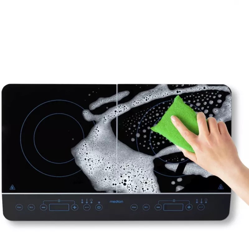 MEDION LIFE Double Induction Cooktop MD 15324 (Black, 3500 Watt, 2x Ø 20cm)