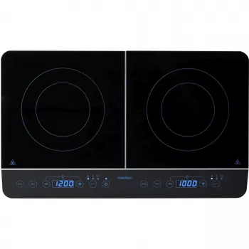 MEDION LIFE Double Induction Cooktop MD 15324 (Black, 3500 Watt, 2x Ø 20cm)