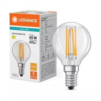 Osram LED Classic P 40 Filament 3.4W 827 Clear E14 LED Lamp, Mini Globe