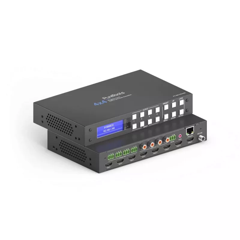 PureLink PureTools HDMI 2.0 Matrix 4x4 4K 60Hz 4:4:4 HDR10 and Audio - KVM Switch - RS-232