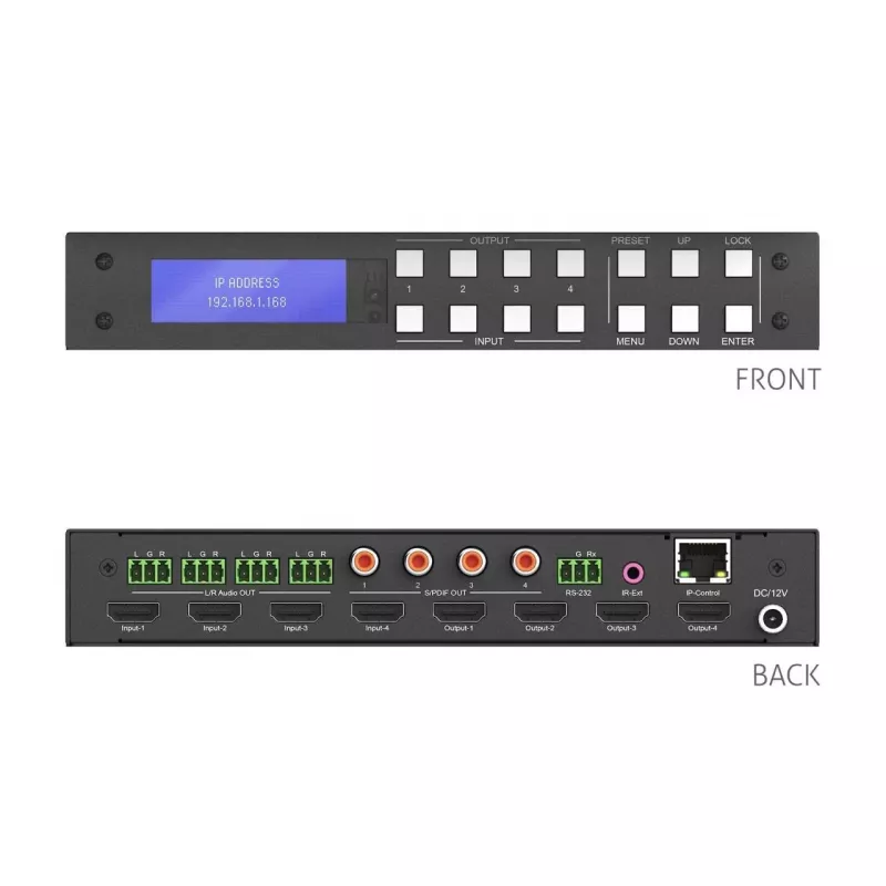 PureLink PureTools HDMI 2.0 Matrix 4x4 4K 60Hz 4:4:4 HDR10 and Audio - KVM Switch - RS-232