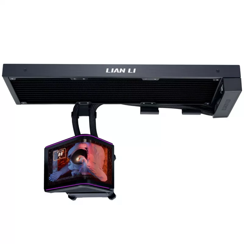 Lian Li HydroShift II OLED Curved 360 Fanless AiO Liquid CPU Cooler, 360 mm, OLED Display - Black