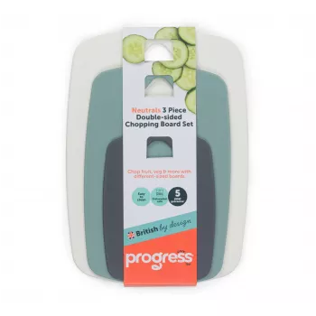 Progress BW13976G Neutrals 3 Piece Double-Sided Chopping Board Set