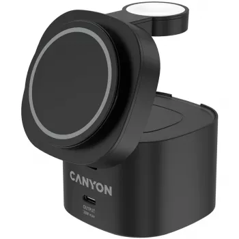 Canyon 4 in 1 Wireless Charging Stand, 30W max, Size: 70x70x70.3mm, weight: 414g, with 1M cable, black