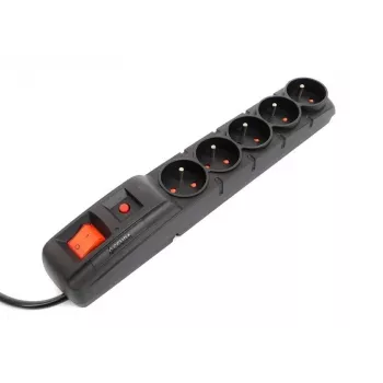 Accura Premium Crown Surge Protector Power Strip 5 Sockets 3,0m Black