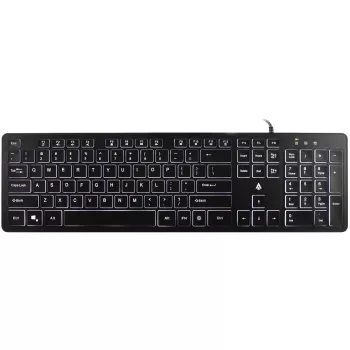 Accura Artesia ACC-K1408 pilna izmēra vadu membrānas tastatūra ar daudzkrāsainu LED fona apgaismojumu, melna