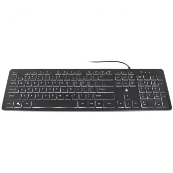 Accura Artesia ACC-K1408 pilna izmēra vadu membrānas tastatūra ar daudzkrāsainu LED fona apgaismojumu, melna